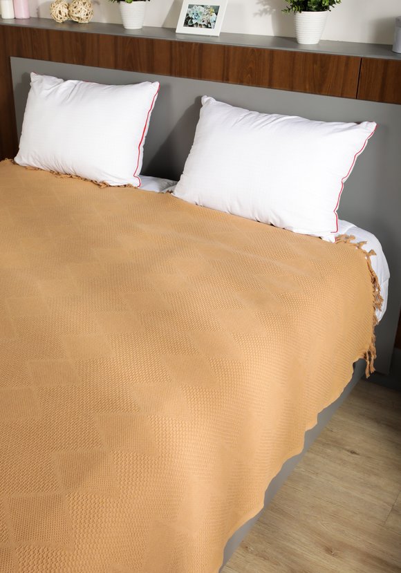 Покрывало-плед из хлопка с бахромой Айшель шир.  580, рис. 19