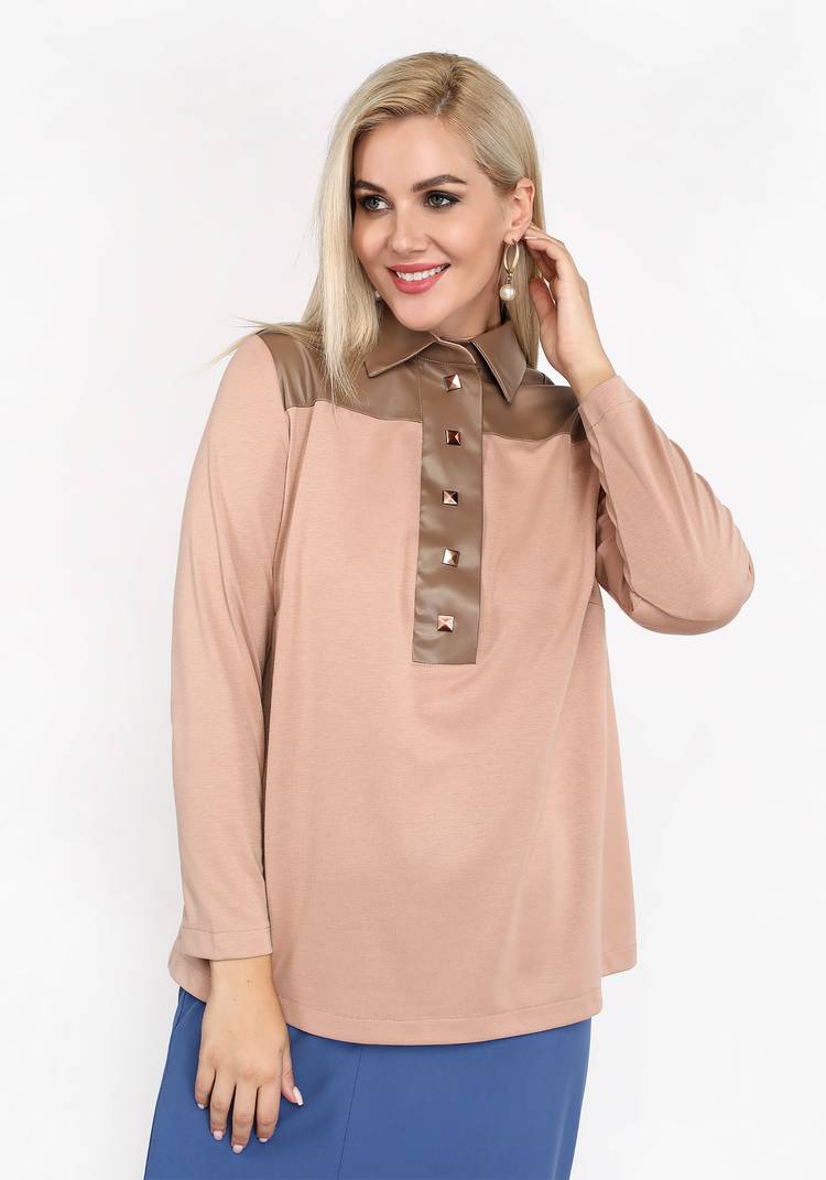 Блуза с отделкой из эко кожи шир.  750, рис. 5