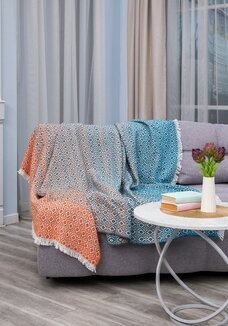 Плед с бахромой Хлопковый жаккард