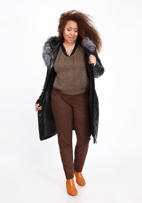 Пальто с мехом чернобурки шир.  580, рис. 2