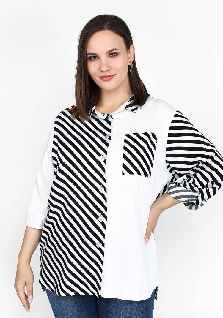 Блузка с комбинированной тканью шир.  750, рис. 5