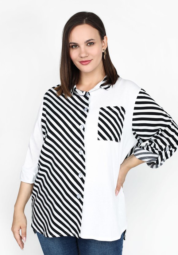 Блузка с комбинированной тканью шир.  580, рис. 5