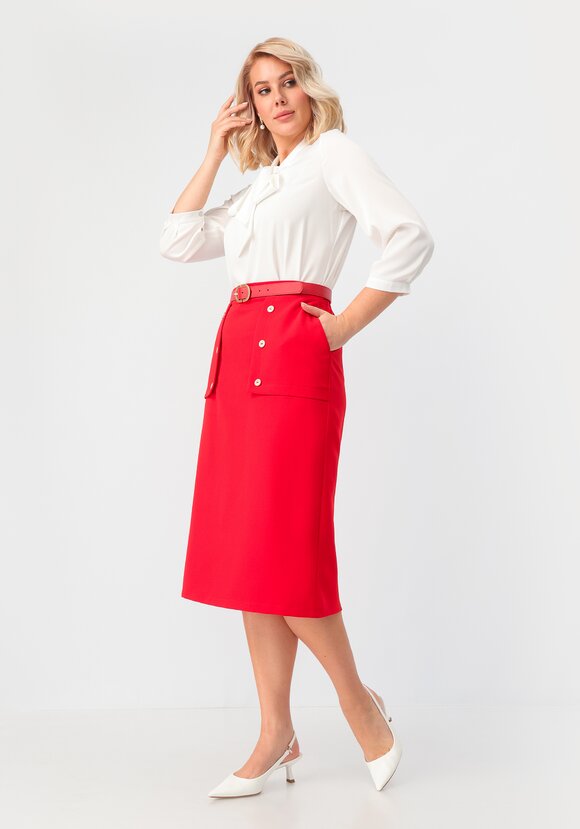 Юбка прямая на эластичном поясе с пуговицами шир.  580, рис. 8