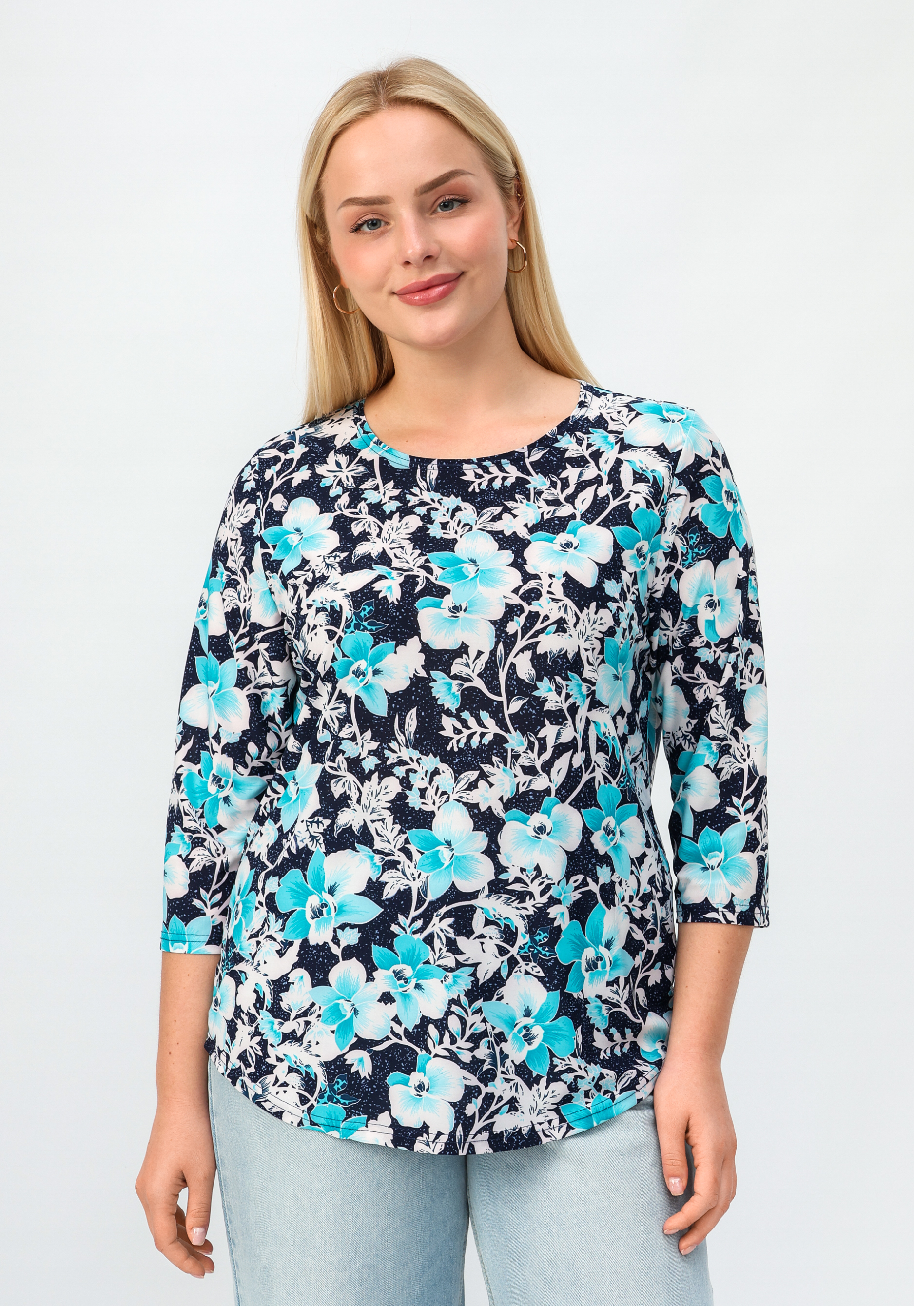 Блуза "Линнея" ВелюрТекс, размер 50, цвет голубой