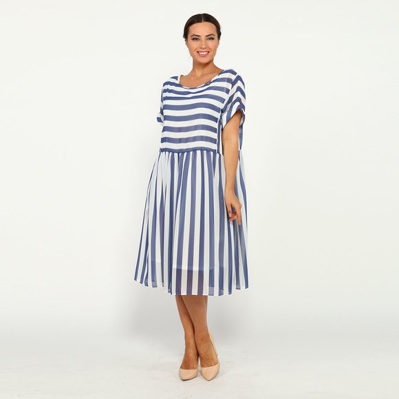 Платье в полоску с коротки рукавом шир.  580, рис. 1