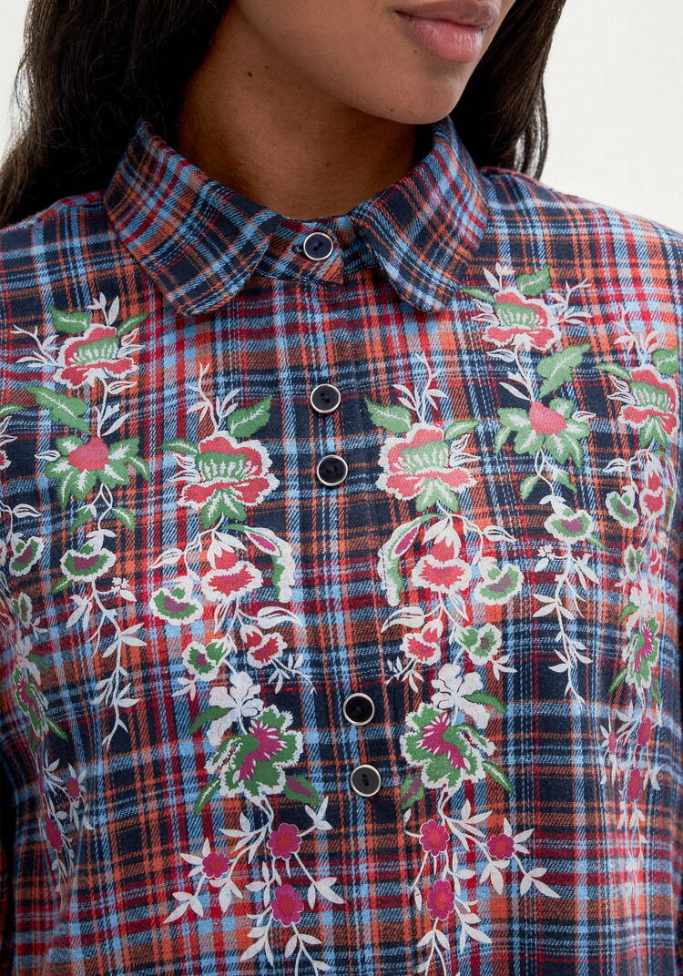 Рубашка в клетку с принтом шир.  750, рис. 13