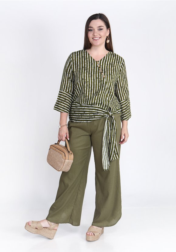 Блуза с декоративным бантом и рукавом 3/4 шир.  580, рис. 1