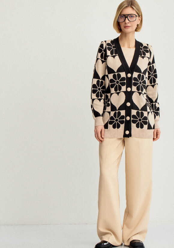 Кардиган прямой на пуговицах с рисунком шир.  580, рис. 2