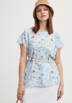 Блуза изо льна с коротким рукавом