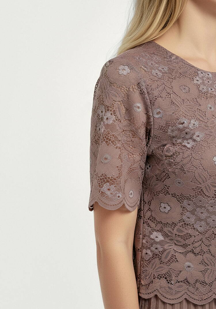 Платье комбинированное с ажурной тканью шир.  750, рис. 5