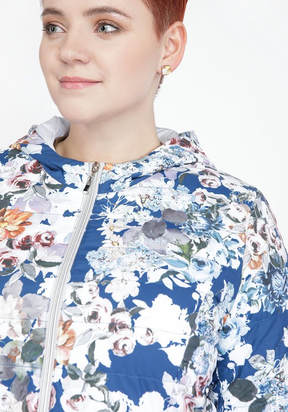 Куртка с принтом цветы шир.  580, рис. 4