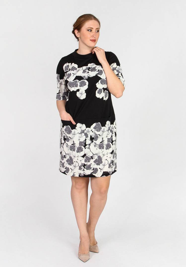 Платье с цветочным принтом и рукавом 1/2 шир.  750, рис. 7