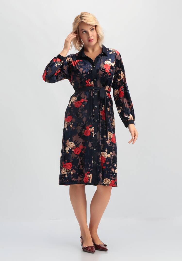 Платье-рубашка с цветочным рисунком шир.  750, рис. 18