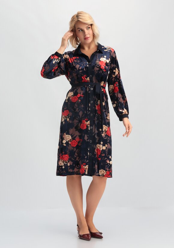 Платье-рубашка с цветочным рисунком шир.  580, рис. 18