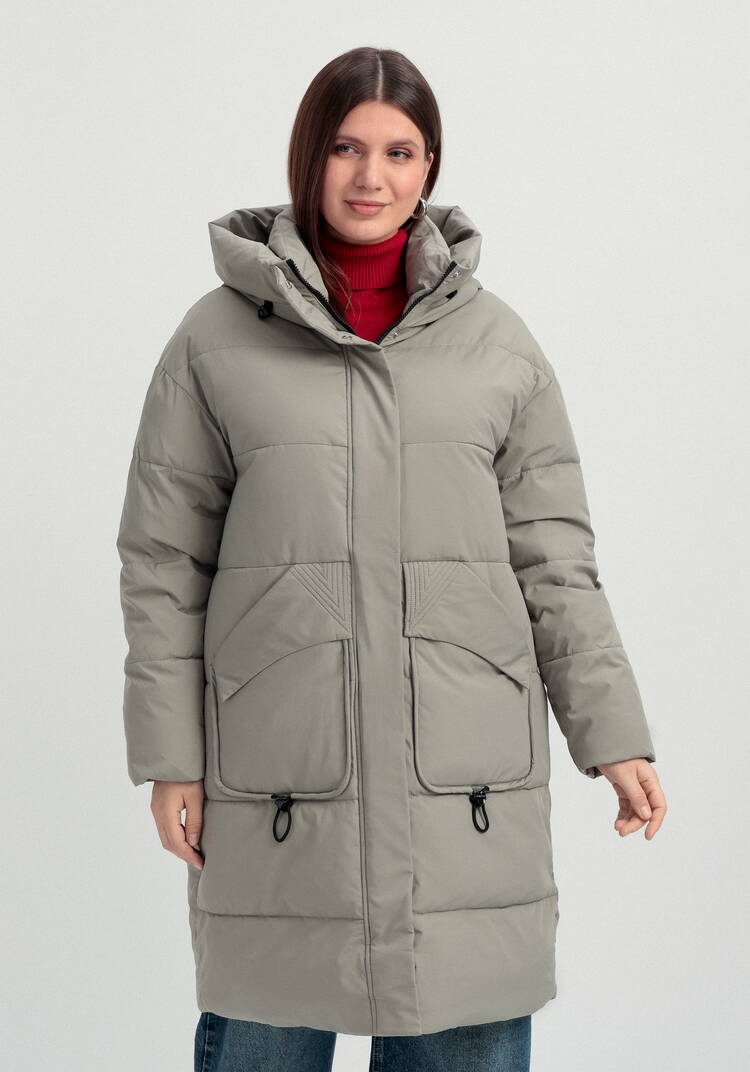 Пуховик стеганый с асимметричными карманами шир.  750, рис. 32