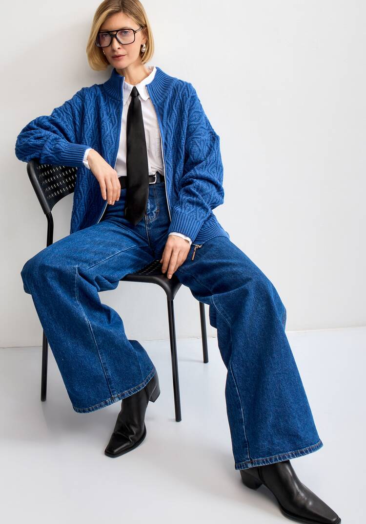 Кардиган на молнии с вязкой в виде ромбов шир.  750, рис. 11