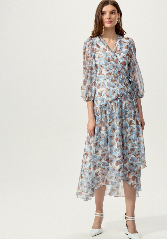 Платье на запах с флористическим принтом шир.  580, рис. 4