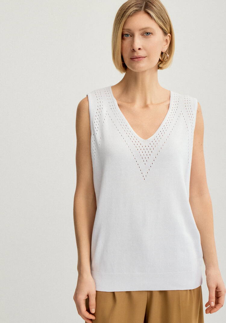 Топ женский без рукава с ажурным рисунком шир.  750, рис. 12