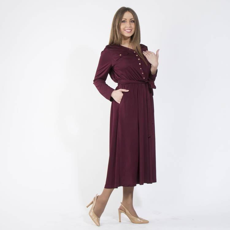 Платье-макси с длинным рукавом и поясом шир.  750, рис. 3