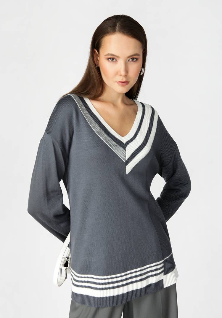 Джемпер женский с V образным воротом шир.  750, рис. 6