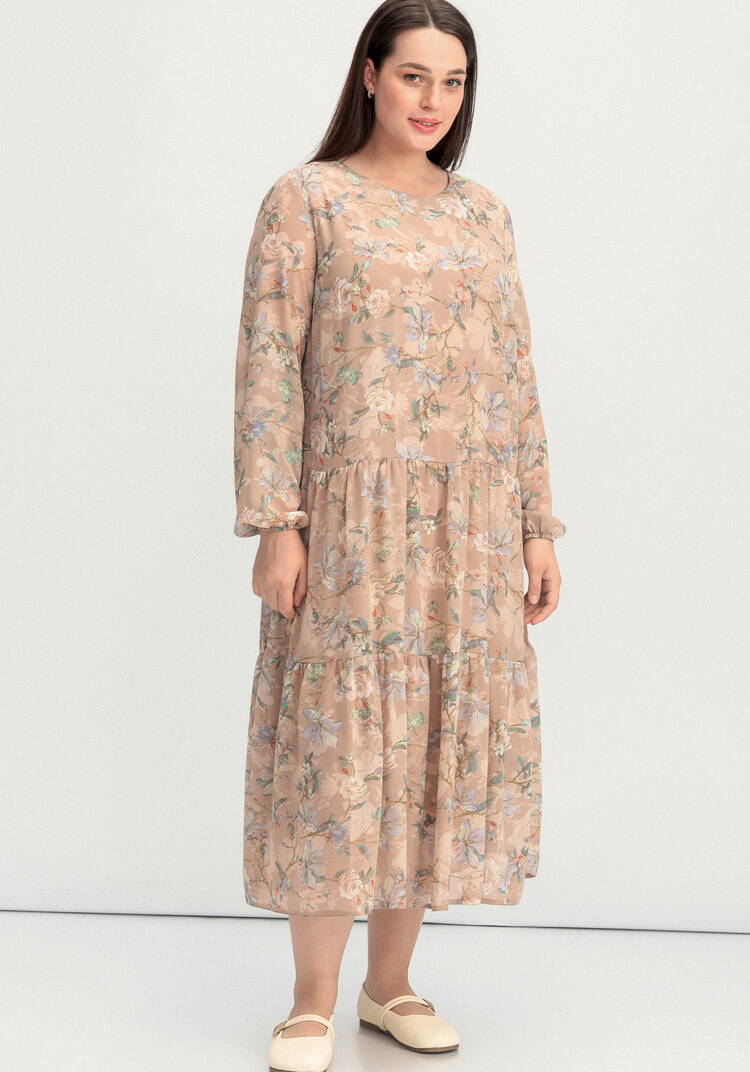 Платье ярусное с цветочным принтом шир.  750, рис. 19