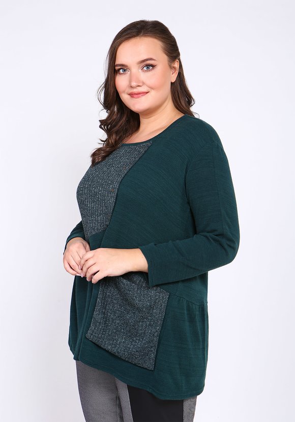 Джемпер из комбинированной ткани с карманом шир.  580, рис. 2