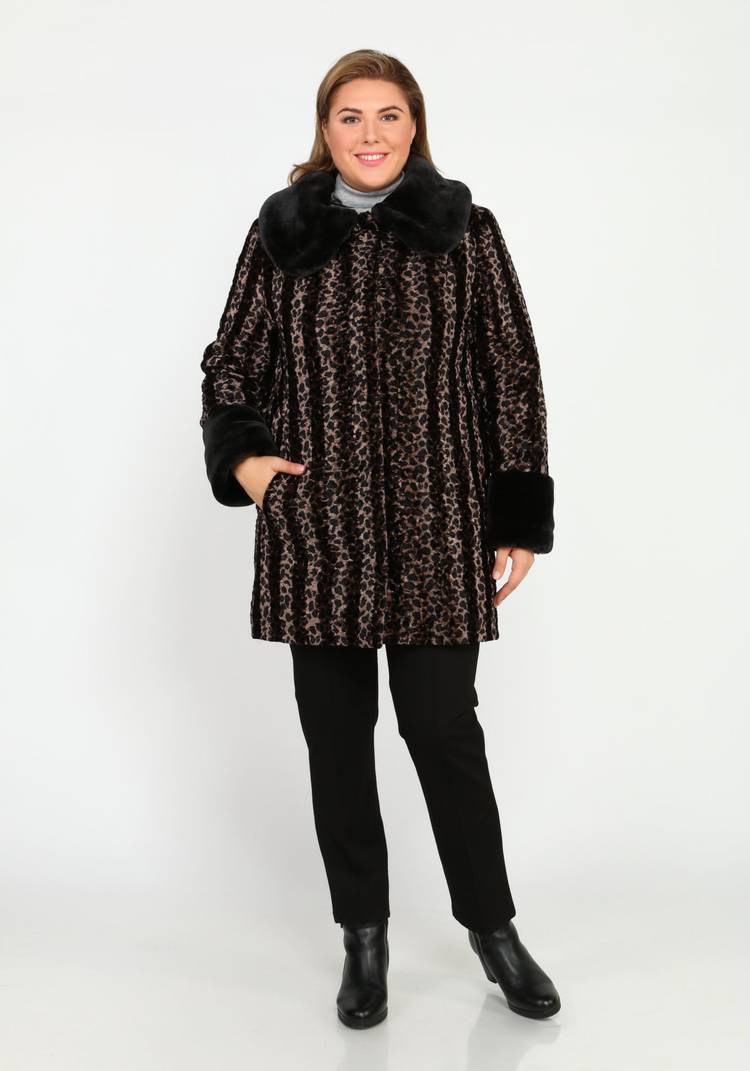 Шуба с контрастными манжетами и воротником шир.  750, рис. 17