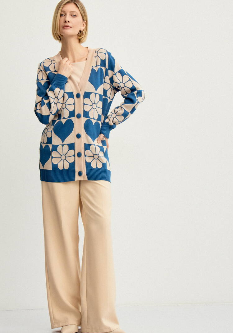 Кардиган прямой на пуговицах с рисунком шир.  750, рис. 16