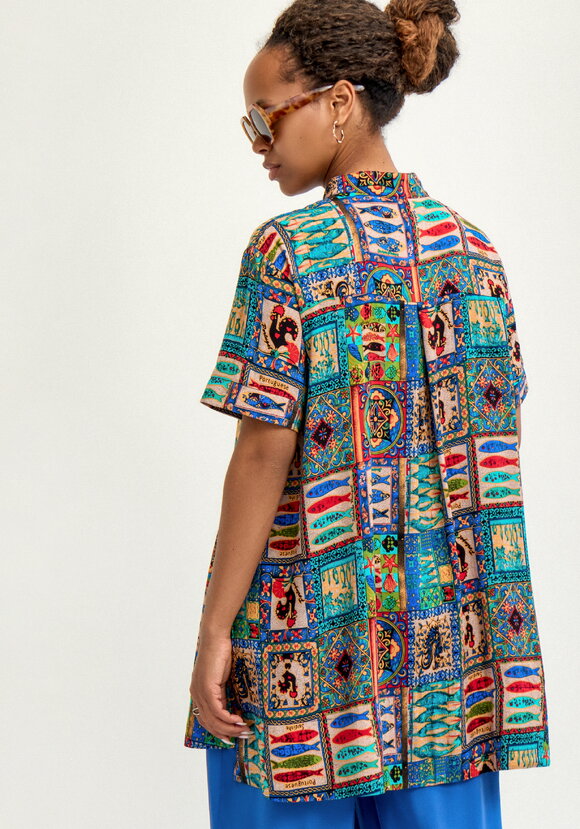 Блуза хлопковая с этническим рисунком шир.  580, рис. 3