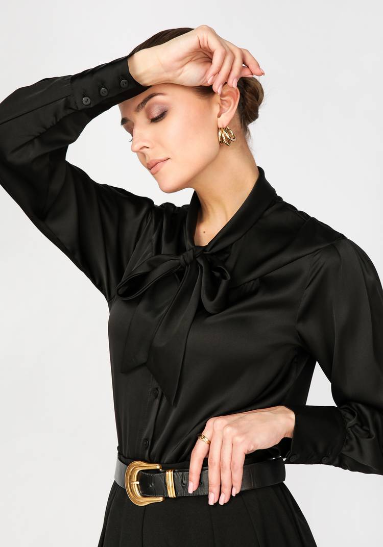 Блуза с декоративным бантом прямого силуэта шир.  750, рис. 13