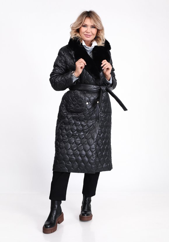 Пальто стеганое с меховым воротником шир.  580, рис. 21