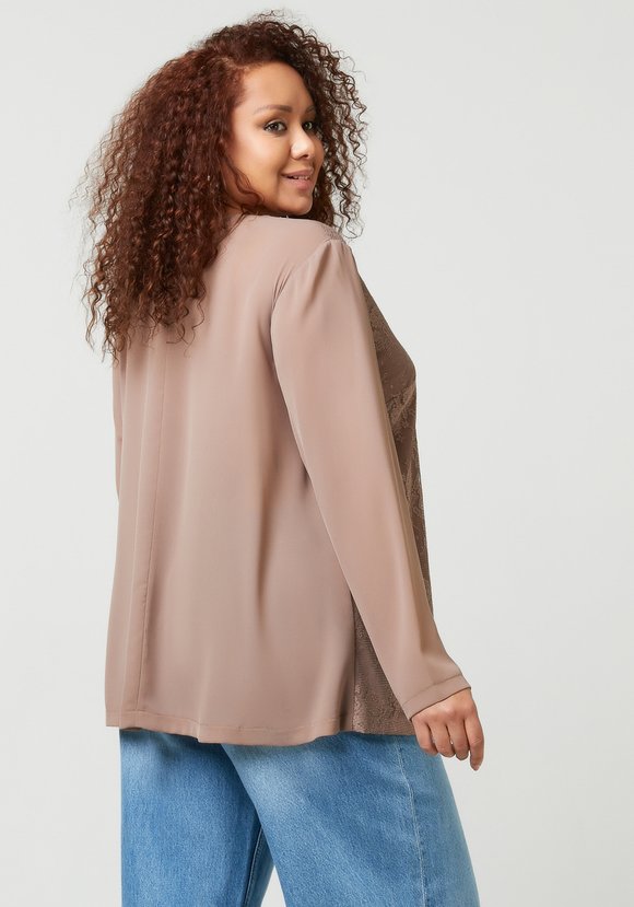 Блуза с кружевом однотонная шир.  580, рис. 7