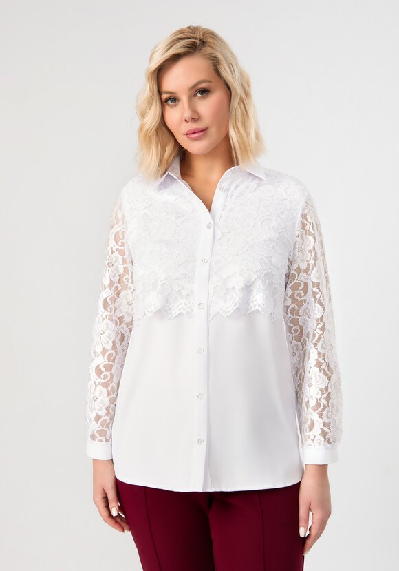 Блуза с ажурным кружевом на груди шир.  580, рис. 11