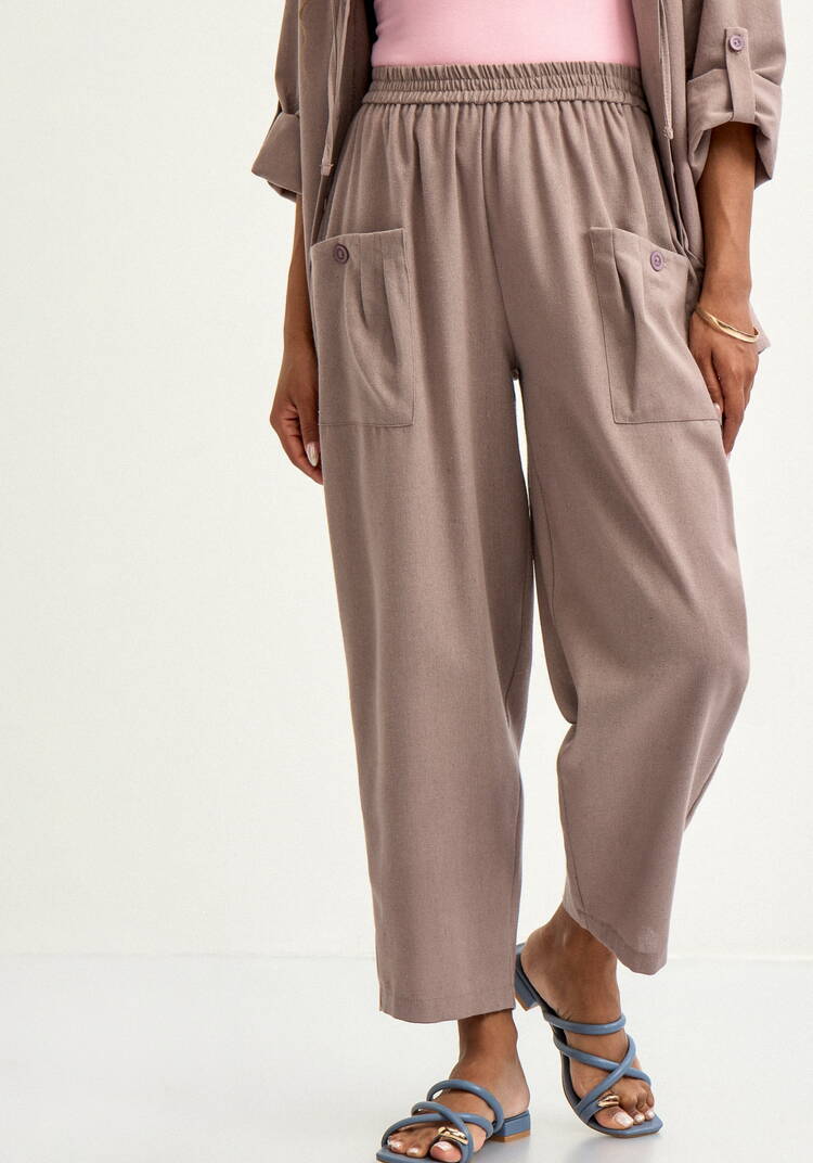 Брюки изо льна с карманами шир.  750, рис. 9