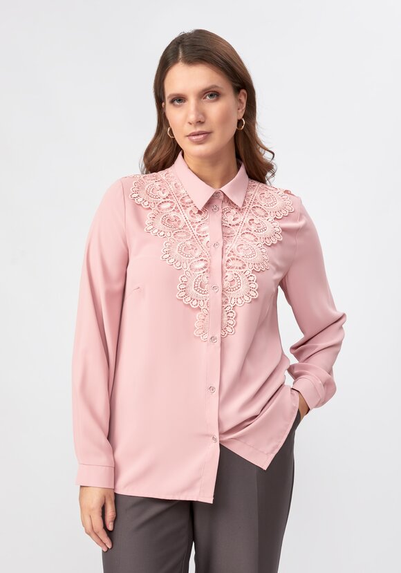 Блуза прямого кроя с ажурным кружевом шир.  580, рис. 14
