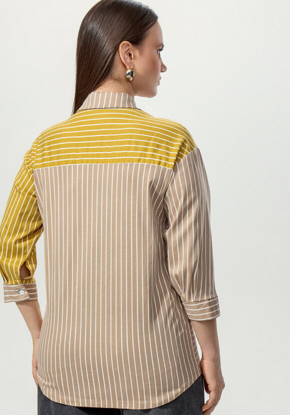 Рубашка в полоску колор-блок шир.  580, рис. 11