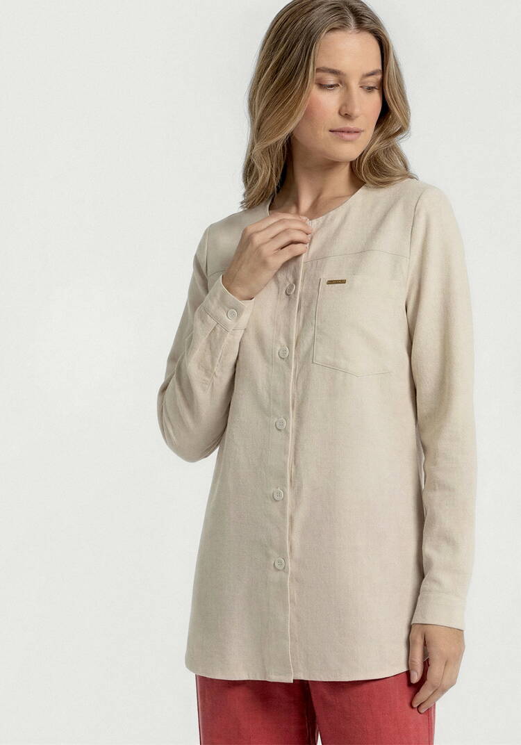 Рубашка на пуговицах из льна шир.  750, рис. 1