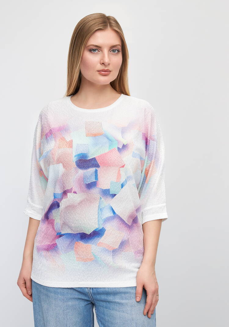 Блуза со стразами Амилия шир.  750, рис. 4