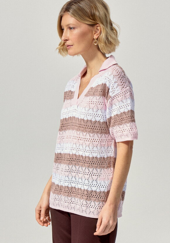 Джемпер-поло ажурный в полоску шир.  580, рис. 4