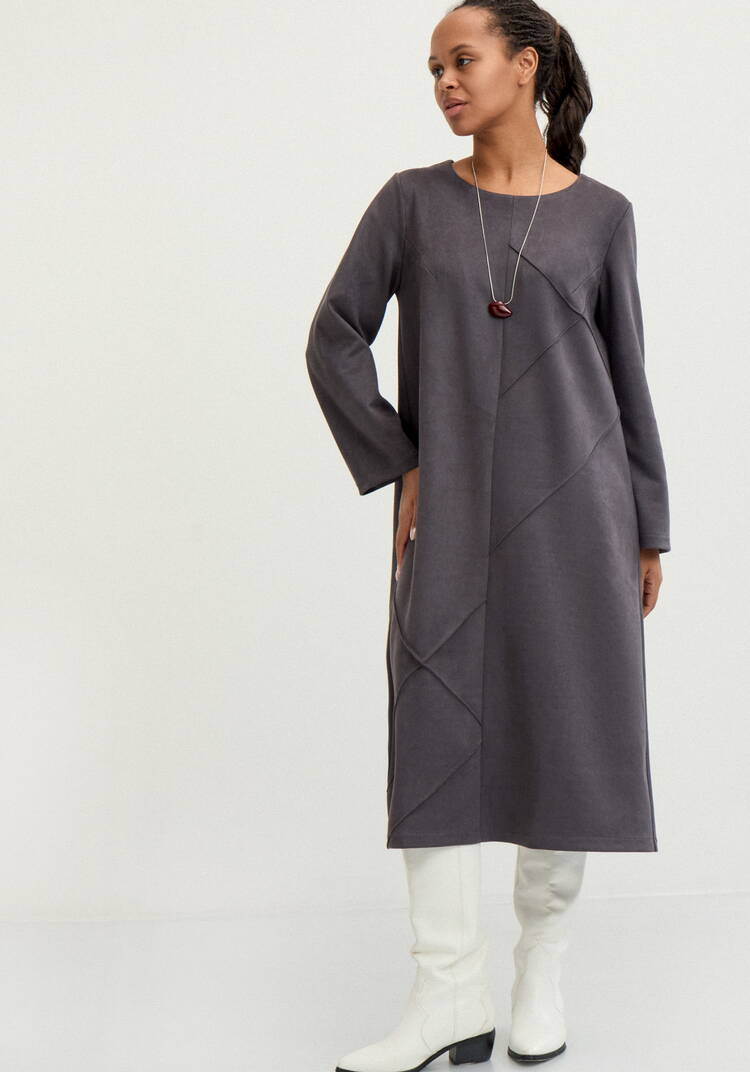 Платье из замши свободного кроя шир.  750, рис. 16