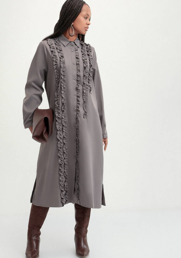 Платье рубашка с рюшей шир.  750, рис. 16