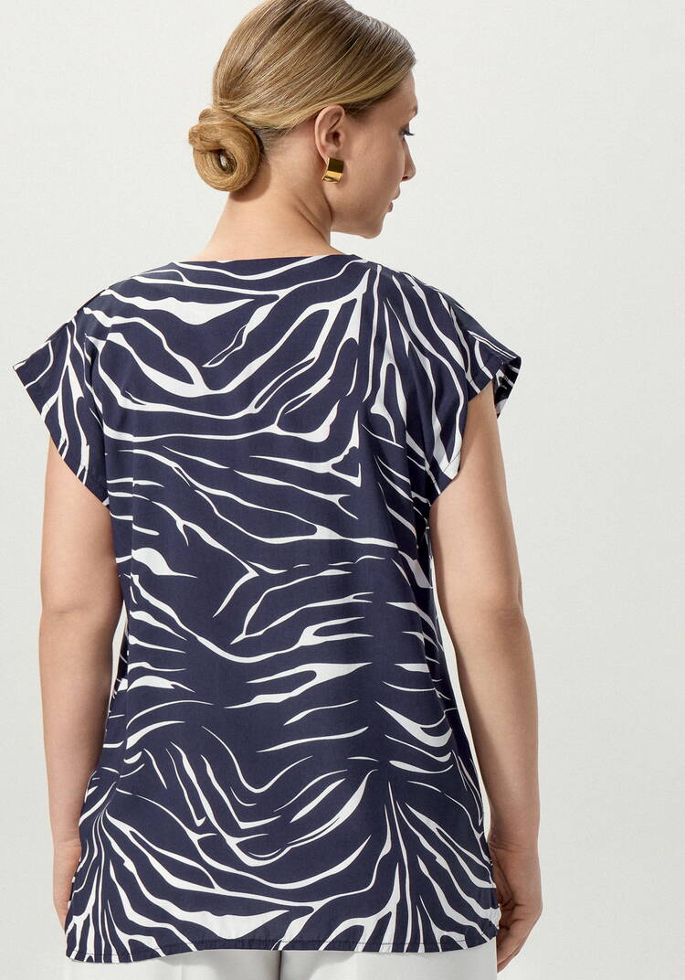 Блуза свободная с полосатым принтом шир.  750, рис. 3