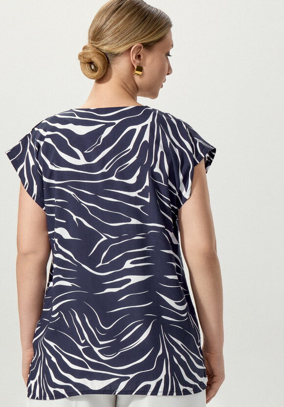 Блуза свободная с полосатым принтом шир.  580, рис. 3