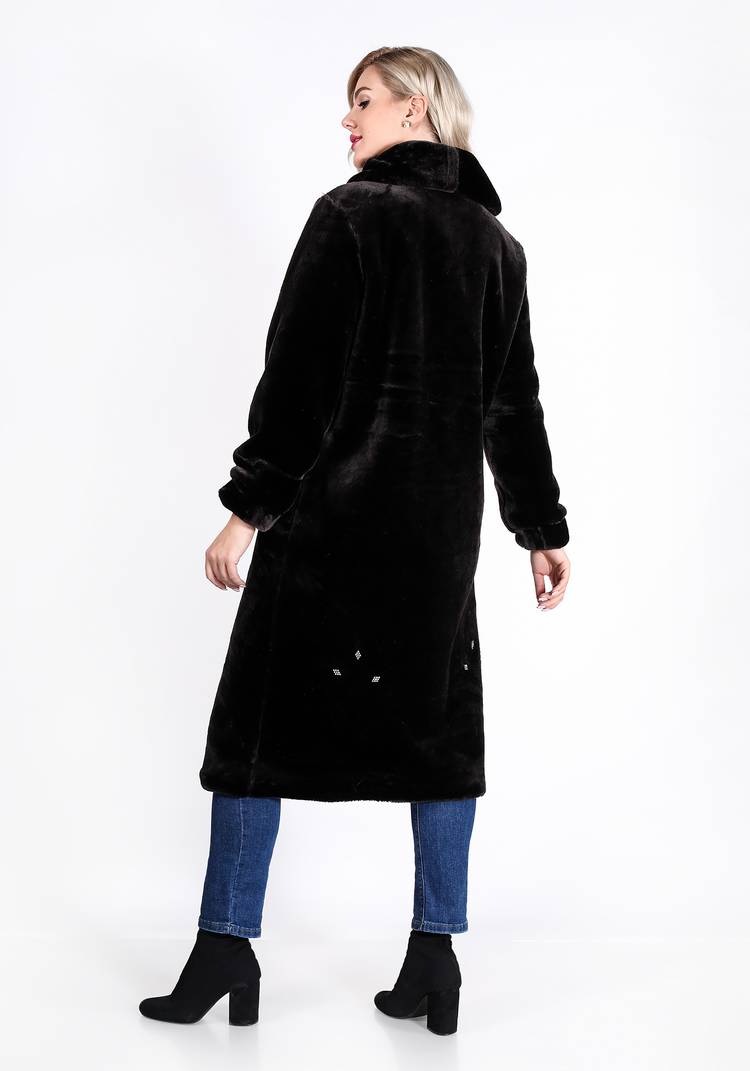 Шуба из эко-меха с отложным воротником шир.  750, рис. 3
