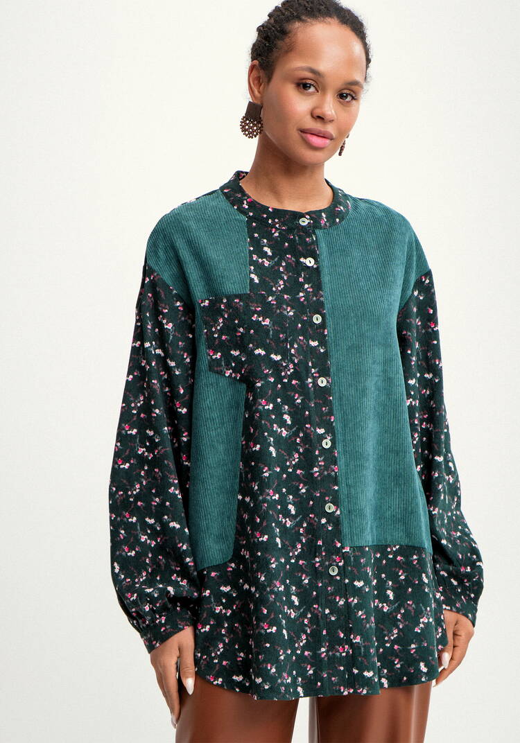 Блуза из комбинированной ткани Рин шир.  750, рис. 12