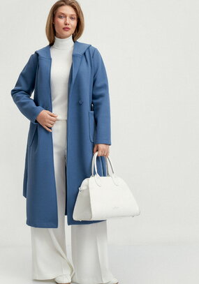 Пальто удлиненное на запах с разрезами