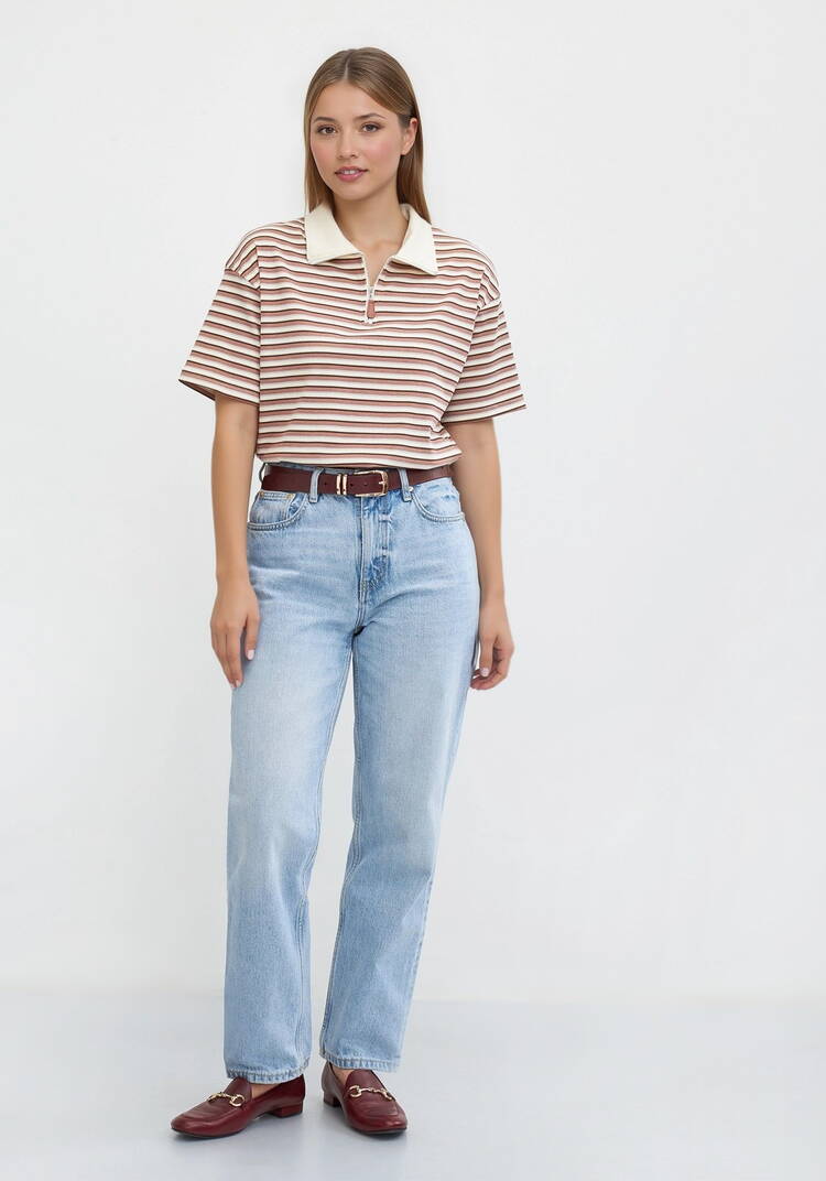 Поло на молнии в полоску шир.  750, рис. 6