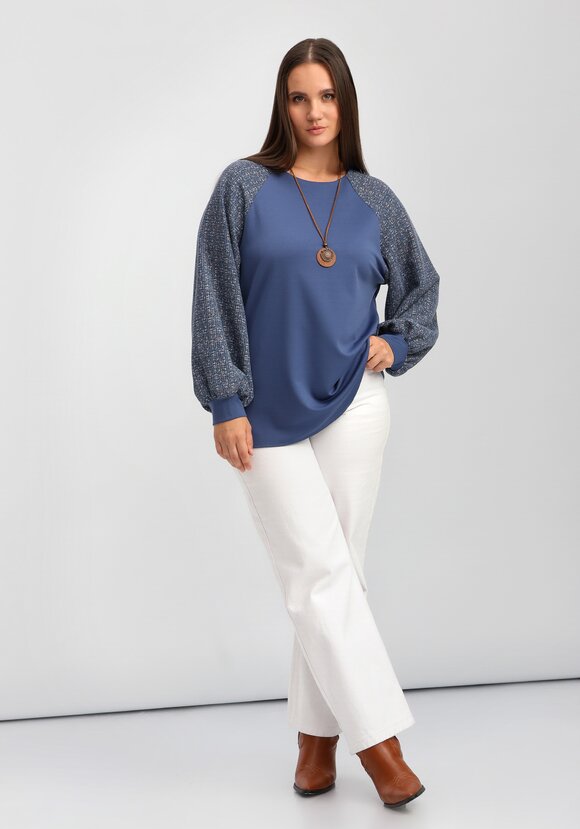 Блуза комбинированная свободного кроя шир.  580, рис. 2