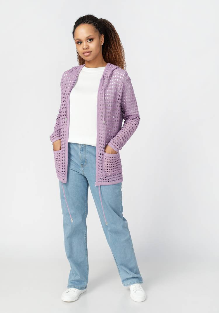 Кардиган вязаный с капюшоном на молнии шир.  750, рис. 8