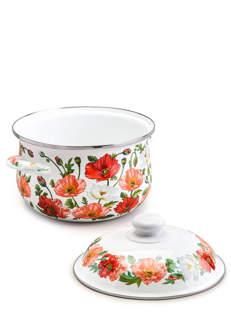 Кастрюля эмалированная с крышкой Маки шир.  750, рис. 16